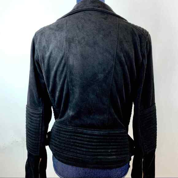 YMI Faux Suede Black Moto Jacket Asymmetrical Zipper sm - Picture 2 of 8